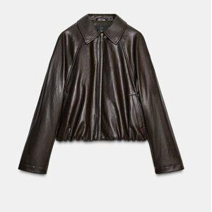 Faux Leather Bomber Jacket